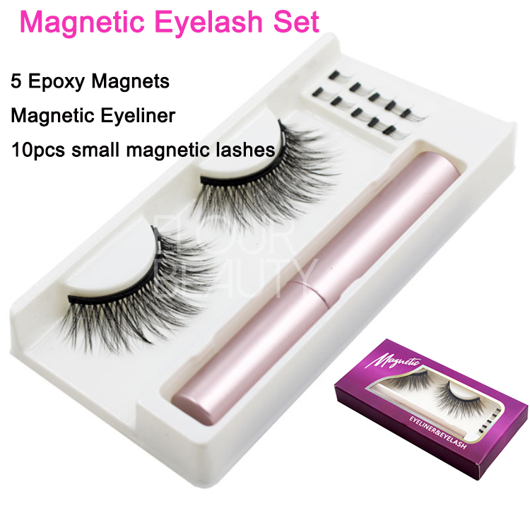 Private label magnetic eyeliner magnetic 3D faux mink eyelashes set with 10pcs small magnetic eyelashes easy to use EY81