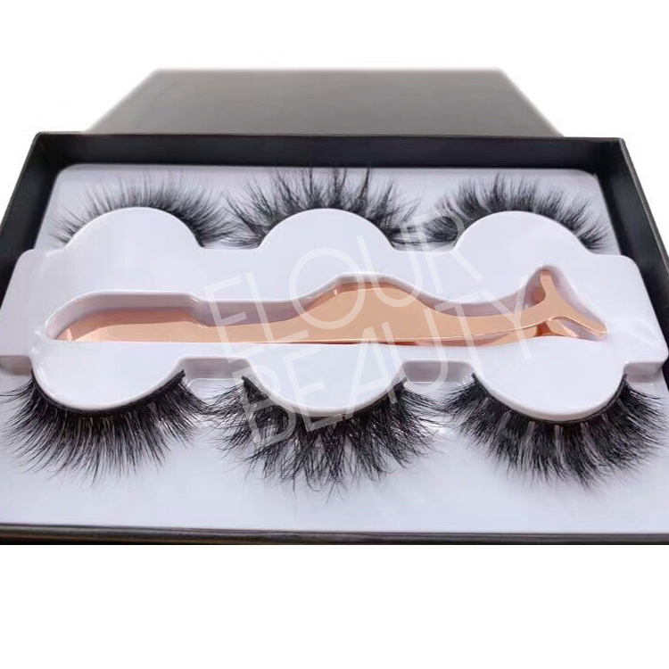 Private label 3pairs 5D mink lashes trays with applicator wholesale China EY16