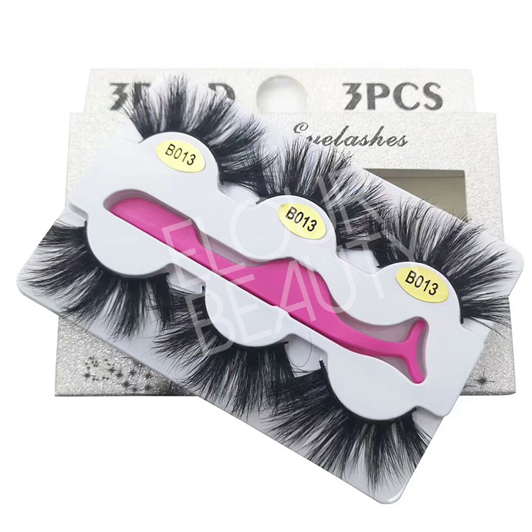 Private label 3pairs 5D mink lashes trays with applicator wholesale China EY16