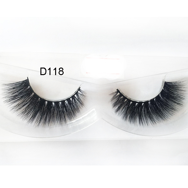 3D real mink false eyelashes with clear eyelash case China EA46