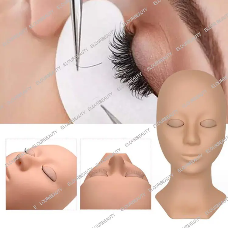 Silicone training mannequin head with removable eyelids EM118