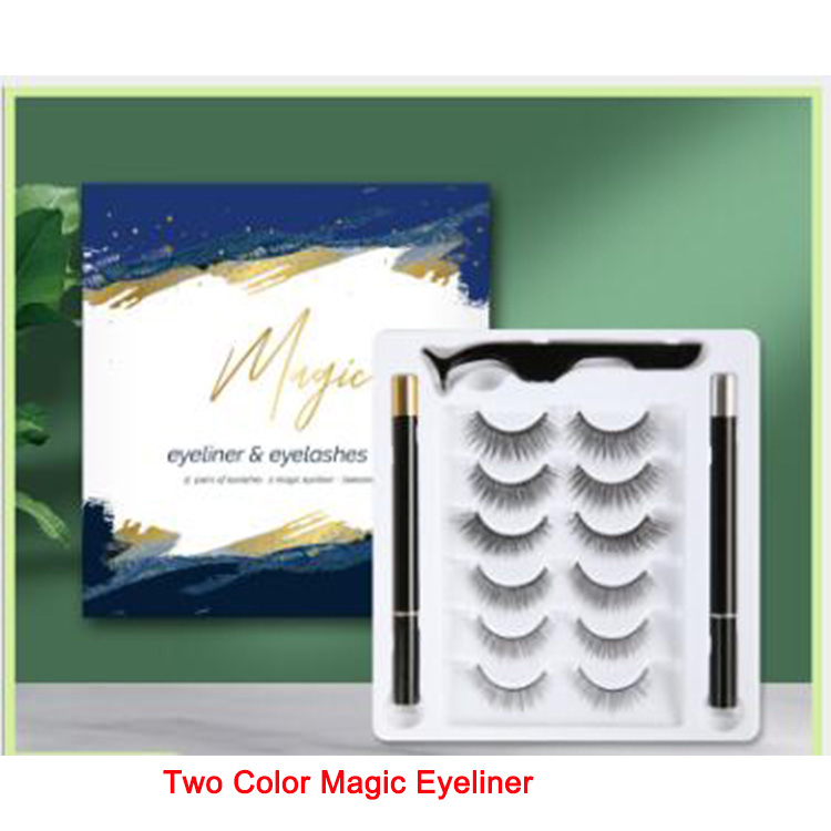 6pairs pack magic eyeliner pencil black color and clear color with volume magnetic eyelashes custom package EY70