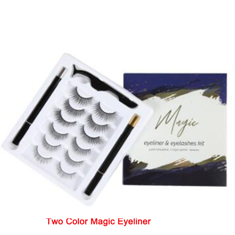 6pairs pack magic eyeliner pencil black color and clear color with volume magnetic eyelashes custom package EY70