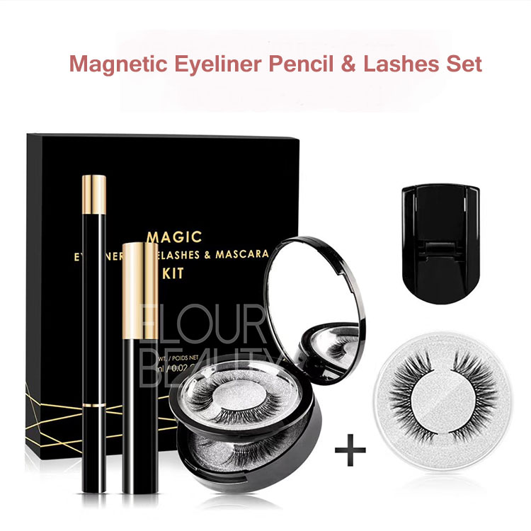 2020 new black magnetic eyeliner pencil water-proof and fast dry with magnetic lashes set custom EY63