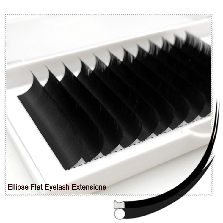 Private label split tip eiilpse flat eyelash extensions uk EM02