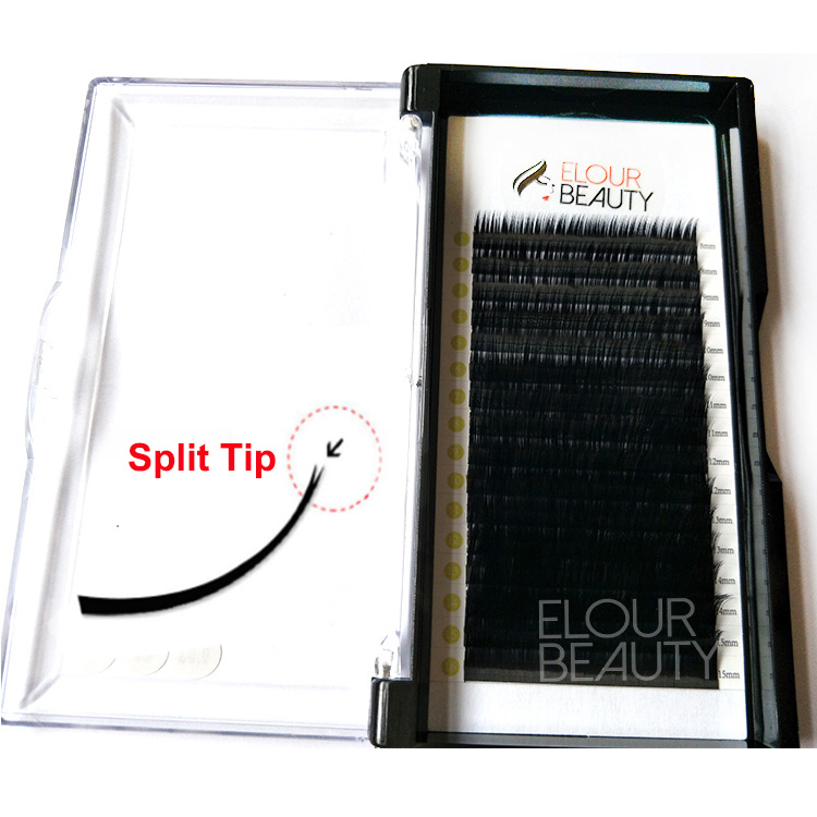 Split tip matte flat ellipse cashmere eyelash extensions private label EY25