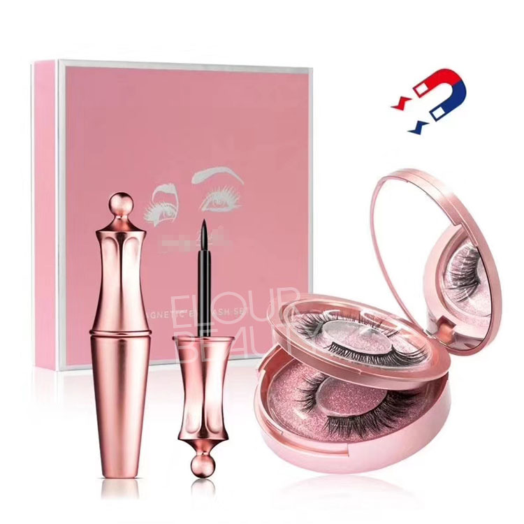 Private label 2pairs long lasting magnetic eyeliner and eyelashes luxury set wholesale EY39